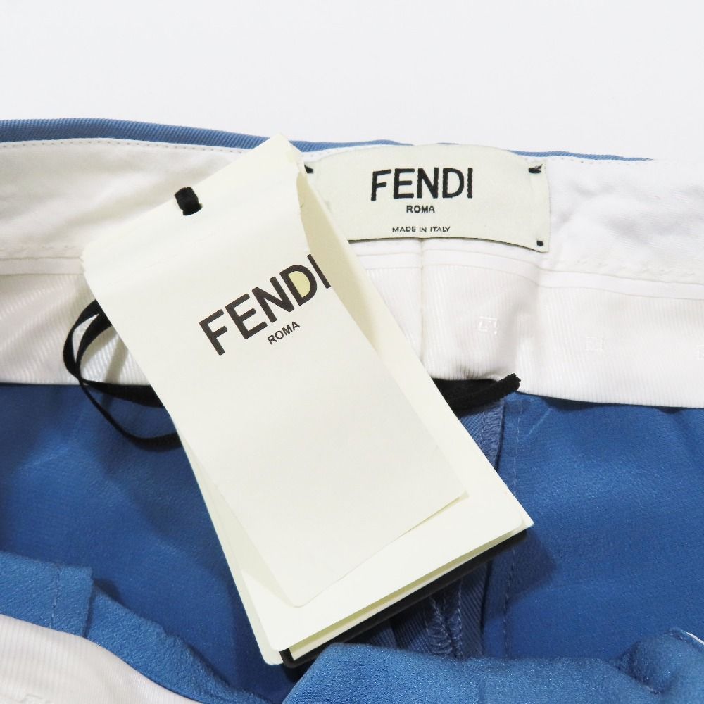 Fendi Wide Pants Trousers Boots Cut Pleated Logo Belt 40 Sac Blue