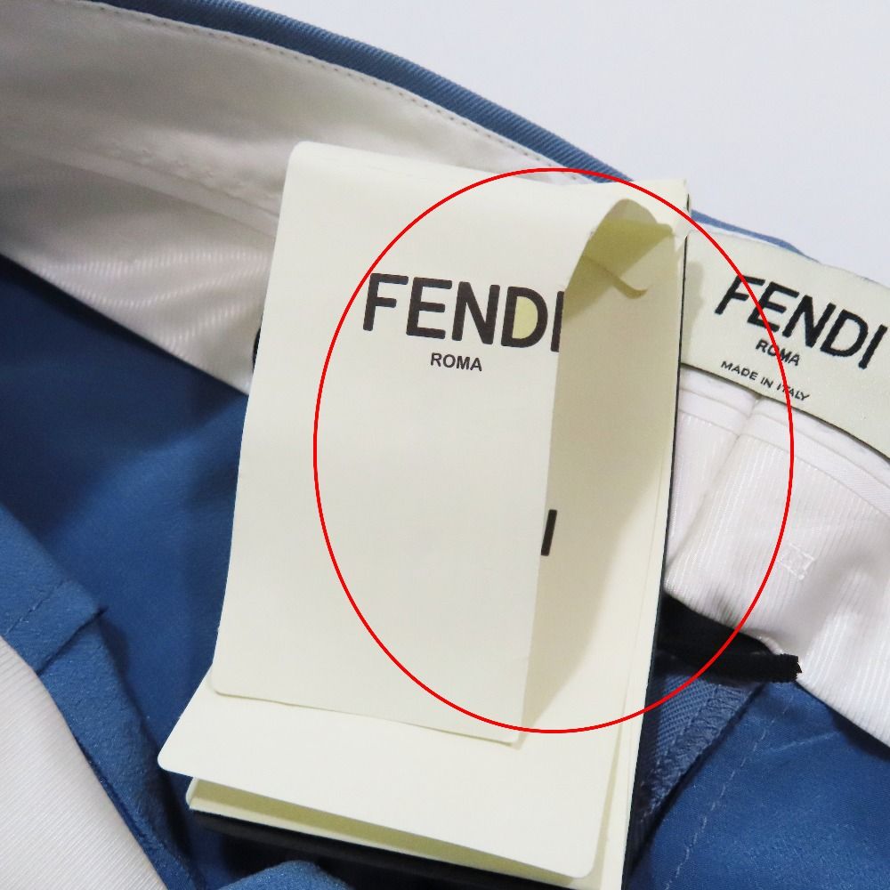 Fendi Wide Pants Trousers Boots Cut Pleated Logo Belt 40 Sac Blue