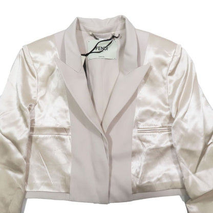 Fendi Inside Out Cropped Tailored Jacket Black Leather Short Length Pink 40