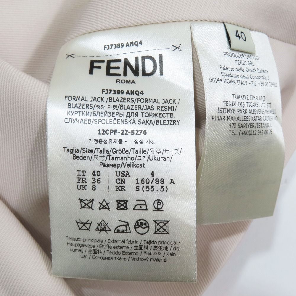 Fendi Inside Out Cropped Tailored Jacket Black Leather Short Length Pink 40
