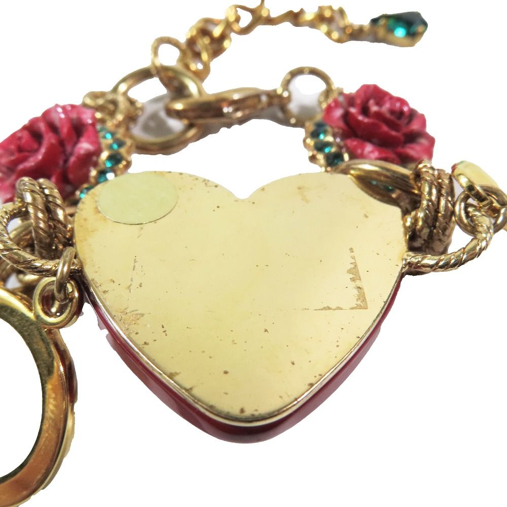 Dolce & Gabbana Bracelet Heart Rose DG Logo Chain Line Stone