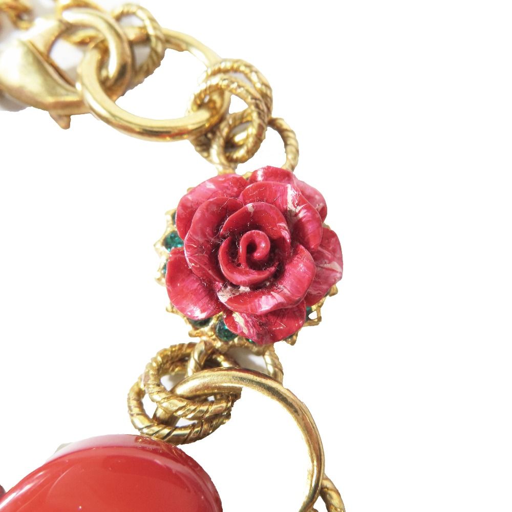 Dolce & Gabbana Bracelet Heart Rose DG Logo Chain Line Stone
