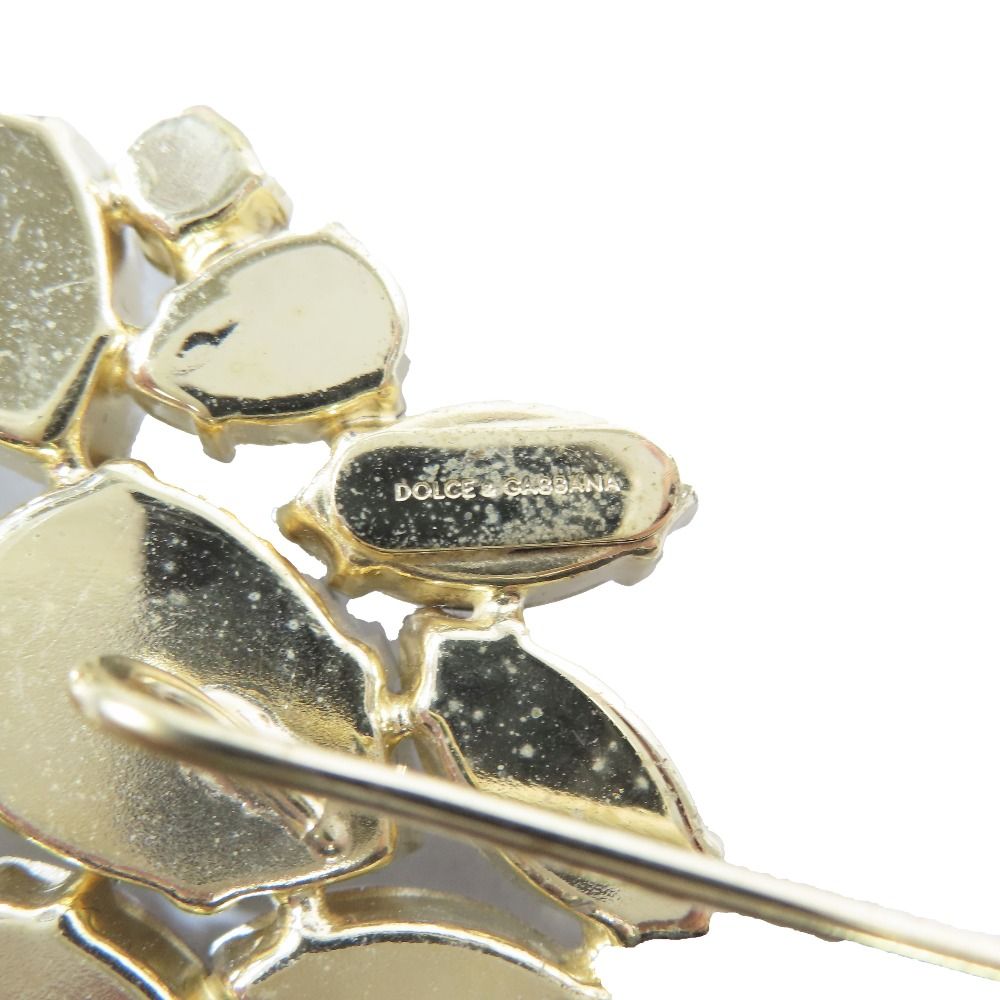 Dolce & Gabbana Crystal Bijou Brooch Lapel Pin Chain Corsage Gold