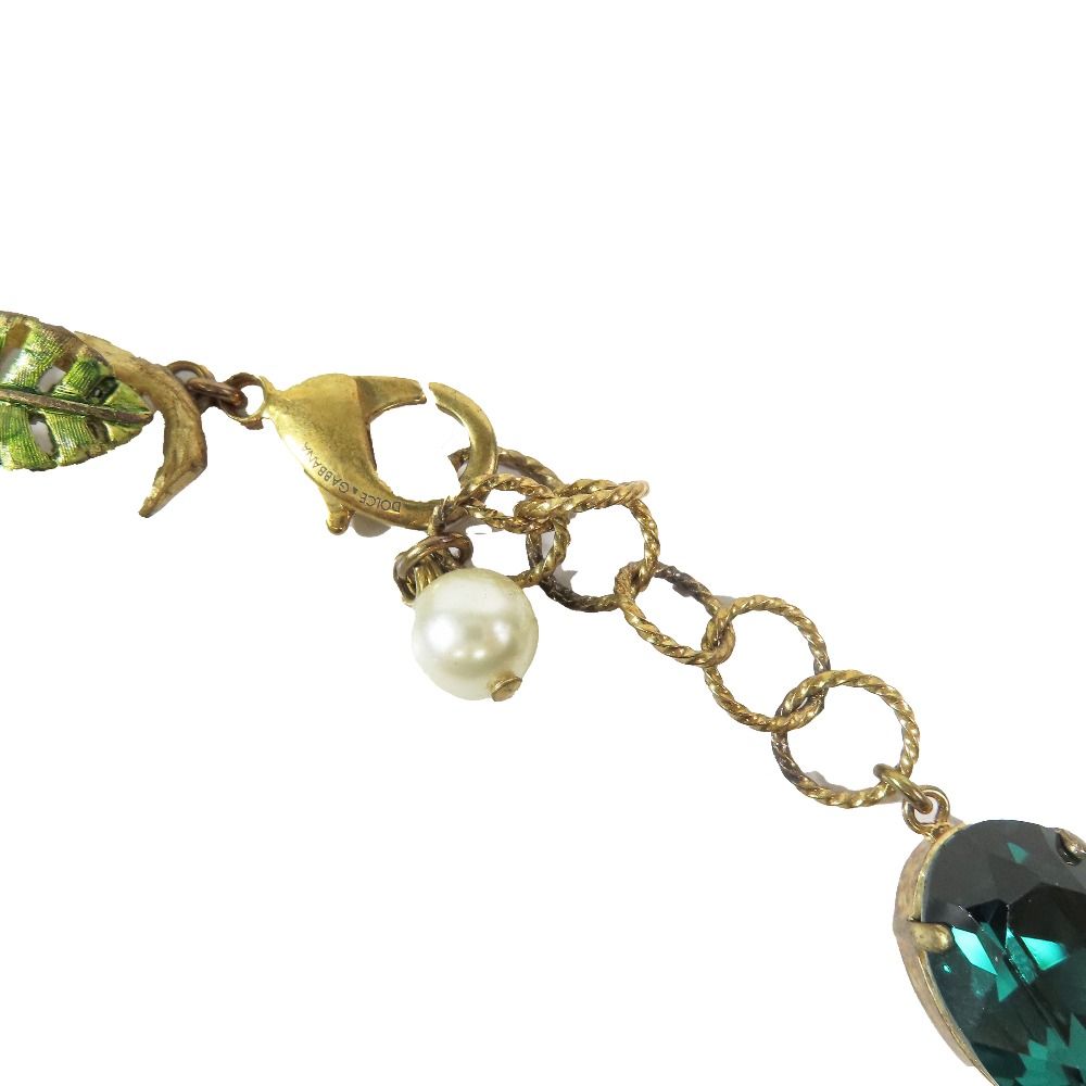 Dolce & Gabbana Necklace Flower Bijou Stone Gold Green