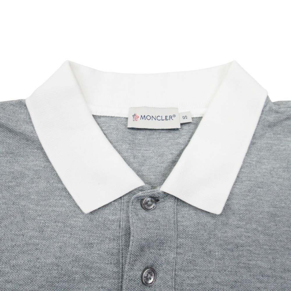 Moncler Polo Shirt Pique Cles Rick Logo Patch Pullover Top Short Sleeve S Gray