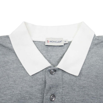 Moncler Polo Shirt Pique Cles Rick Logo Patch Pullover Top Short Sleeve S Gray