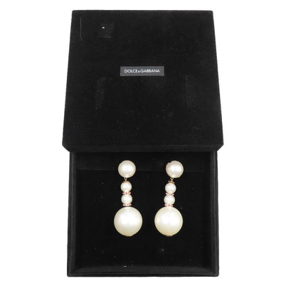 Dolce & Gabbana Big Pearl Earrings Bijou Color Stone Extra Large White