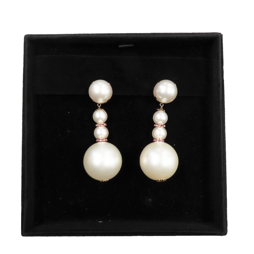 Dolce & Gabbana Big Pearl Earrings Bijou Color Stone Extra Large White