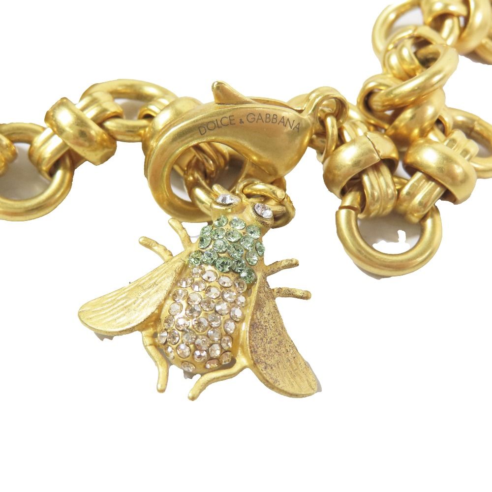 Dolce & Gabbana Insect Leaf Motif Necklace Pearl Visual Chain Gold
