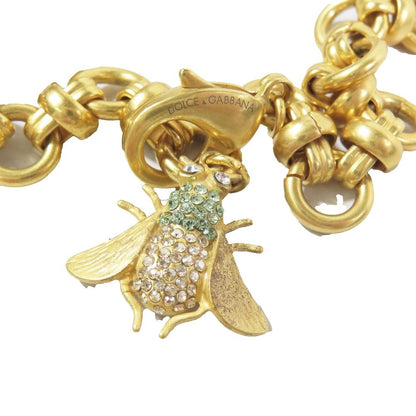 Dolce & Gabbana Insect Leaf Motif Necklace Pearl Visual Chain Gold