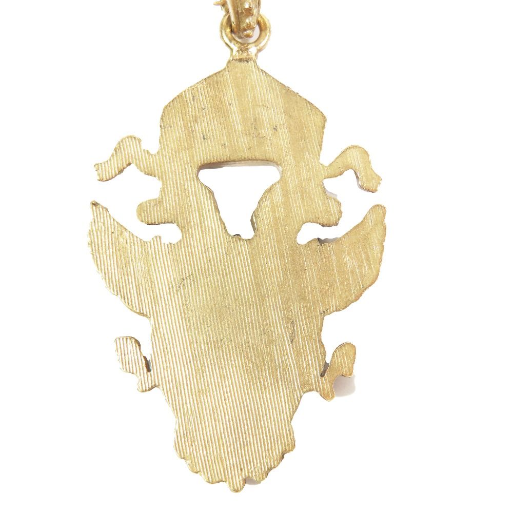 Dolce & Gabbana Necklace DG Cles Emblem Double Headed Eagle Pendant Gold
