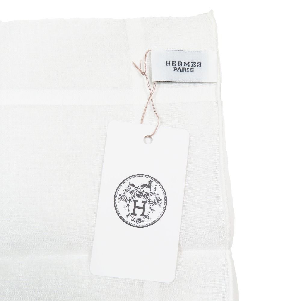 Hermes Jacquard Logo All Over Pattern Handkerchief Chief Cotton 100%