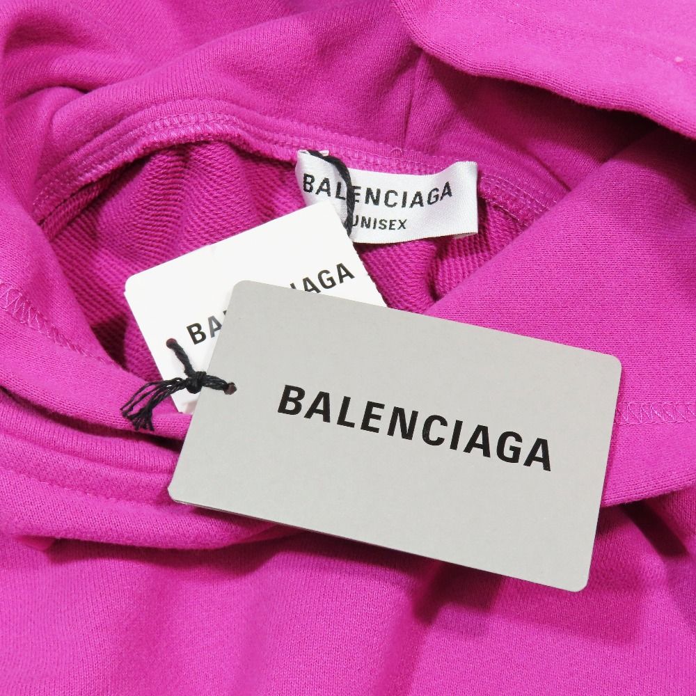 Balenciaga Sweatshirt Cropped Hoodie Long Sleeve Rib Pullover Top S Shocking