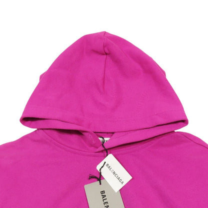 Balenciaga Sweatshirt Cropped Hoodie Long Sleeve Rib Pullover Top S Shocking