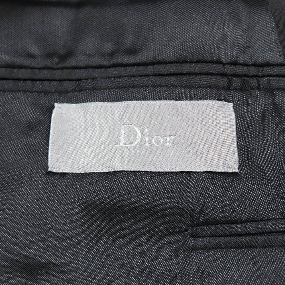 Dior Tailored Jacket Black Leather Full Back Center Bent Wool 52c