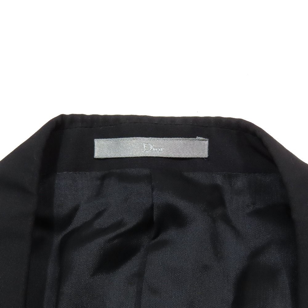 Dior Tailored Jacket Black Leather Full Back Center Bent Wool 52c