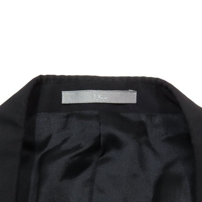 Dior Tailored Jacket Black Leather Full Back Center Bent Wool 52c