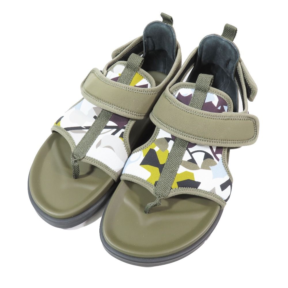 Hermes Giorno Sandals Shoes Technical Jersey Velcro 40.5 Khaki