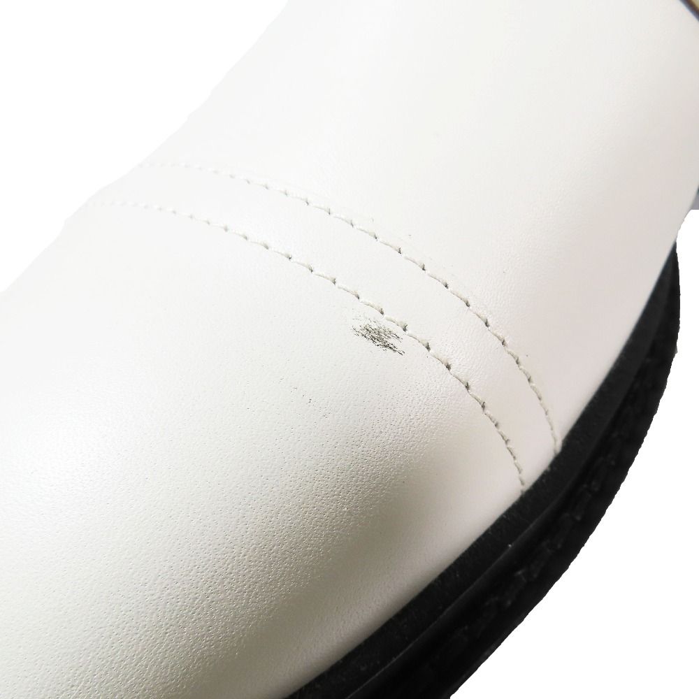 Hermes Funk Kelly Buckle Leather Short Boots Lace Up Shoes White