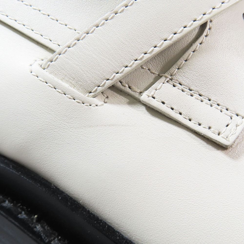 Hermes Funk Kelly Buckle Leather Short Boots Lace Up Shoes White