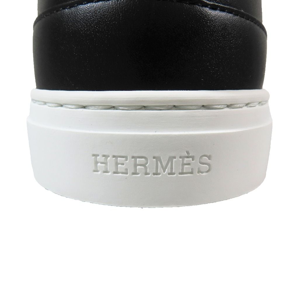 Hermes Day Kelly Buckle Silver Shearling Leather Short Boots Shoes Black