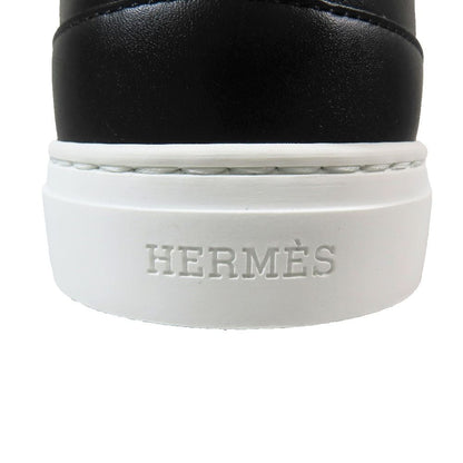 Hermes Day Kelly Buckle Silver Shearling Leather Short Boots Shoes Black