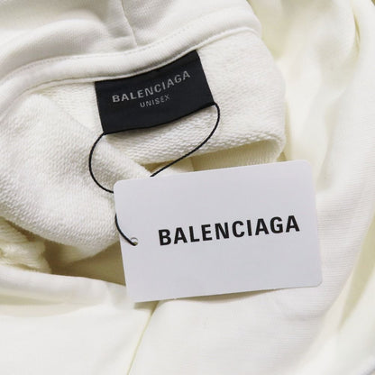 Balenciaga Cotton Hoodie Sweatshirt Pullover Logo Print Top 2 Ivory