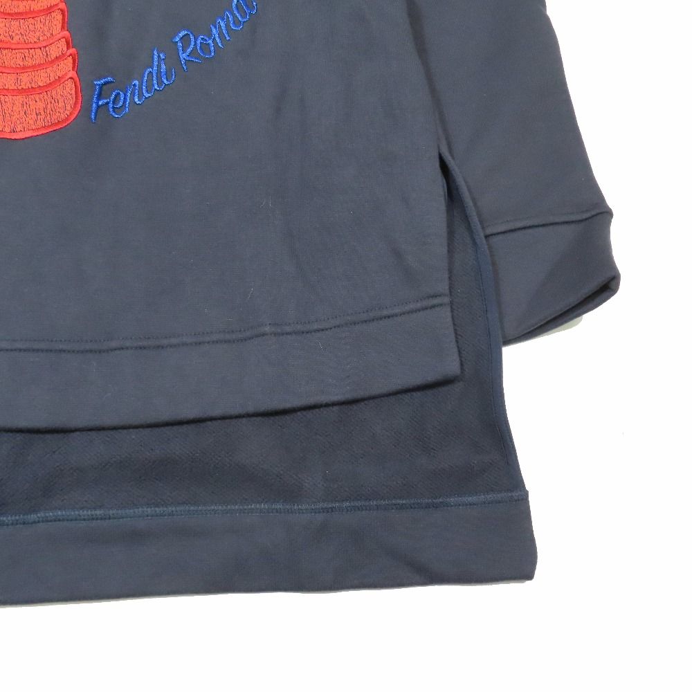Fendi Fishtail Hoodie Sweatshirt Pullover Logo Palm Tree Embroidery Brushed