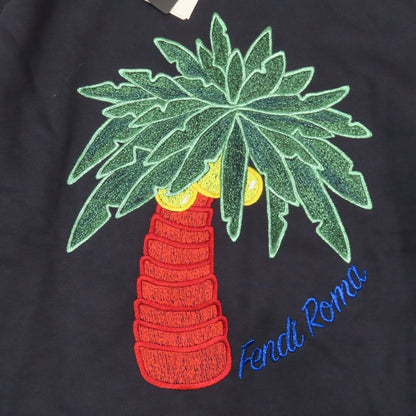 Fendi Fishtail Hoodie Sweatshirt Pullover Logo Palm Tree Embroidery Brushed