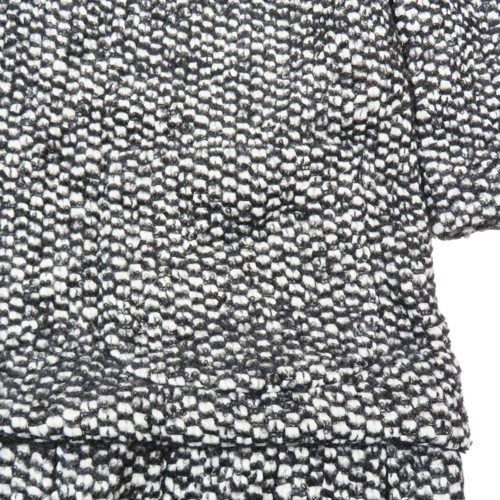 Dolce & Gabbana Tweed Dress Long Sleeve Half Knee Length Pleated Skirt 38 Black