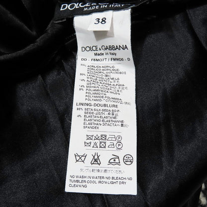 Dolce & Gabbana Tweed Dress Long Sleeve Half Knee Length Pleated Skirt 38 Black