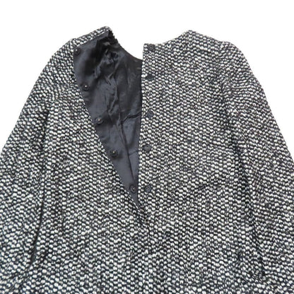 Dolce & Gabbana Tweed Dress Long Sleeve Half Knee Length Pleated Skirt 38 Black