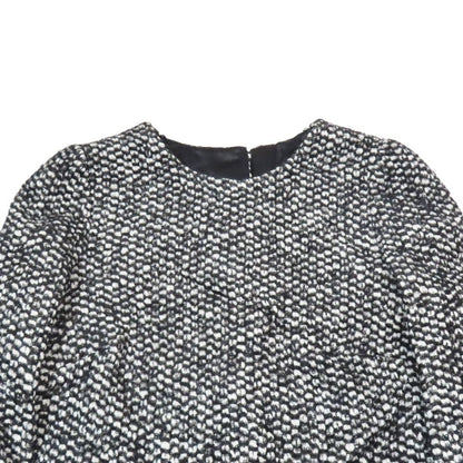 Dolce & Gabbana Tweed Dress Long Sleeve Half Knee Length Pleated Skirt 38 Black