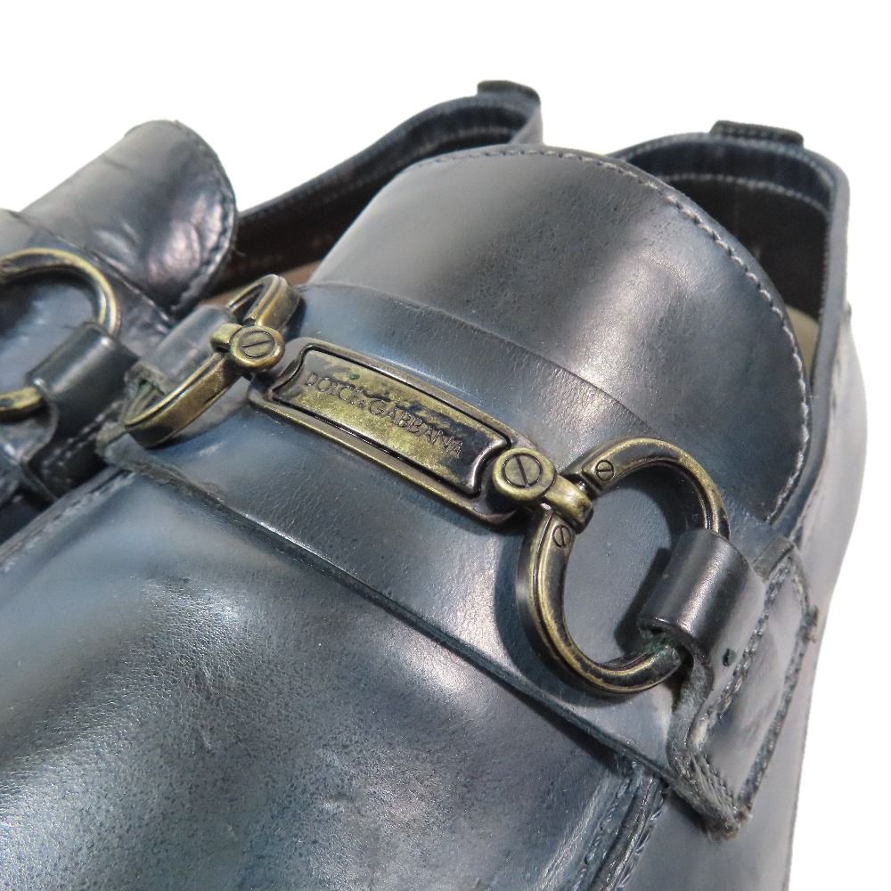 Dolce & Gabbana Spotted Dyed Leather Horsebit Loafers Dress Shoes Logo 8.5