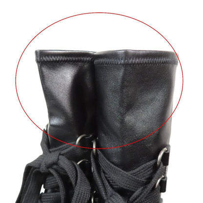 Dior Leather Boots Lace Up Logo Print Shoes 37 Black