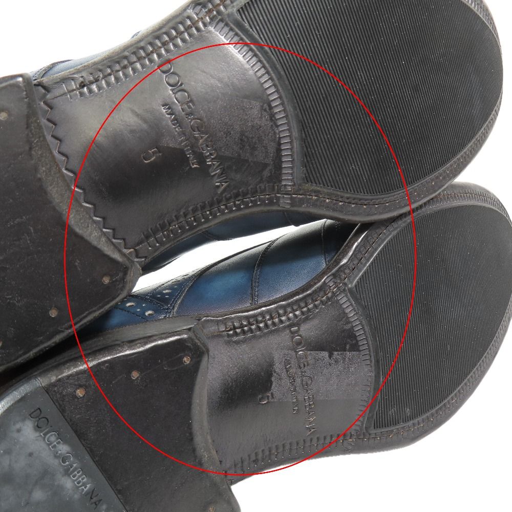 Dolce & Gabbana Leather Oxford Shoes Wingtip 5 Dark Blue