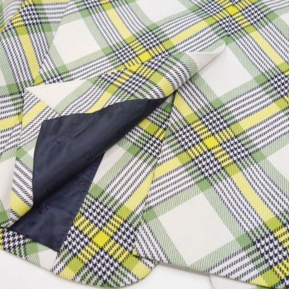 Dior by Kim Jones Tailored Jacket Bias Check Single 2 Buttons Blue Leather 48
