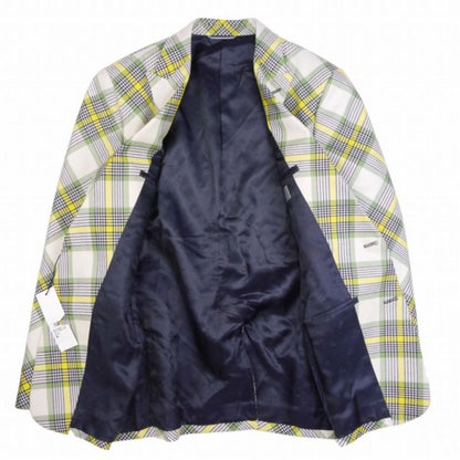 Dior by Kim Jones Tailored Jacket Bias Check Single 2 Buttons Blue Leather 48