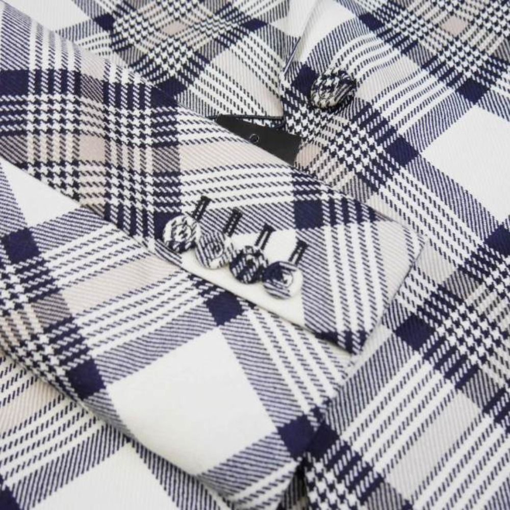 Dior by Kim Jones Tailored Jacket Bias Check Single 2 Buttons Blue Leather 48