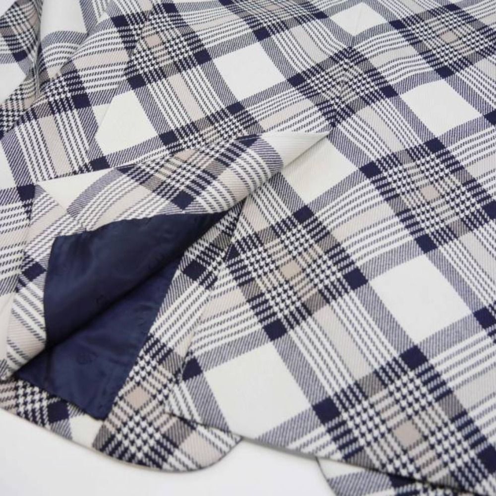 Dior by Kim Jones Tailored Jacket Bias Check Single 2 Buttons Blue Leather 48