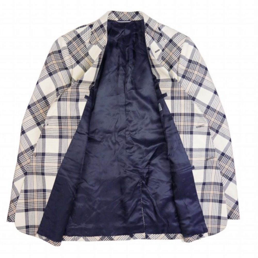 Dior by Kim Jones Tailored Jacket Bias Check Single 2 Buttons Blue Leather 48