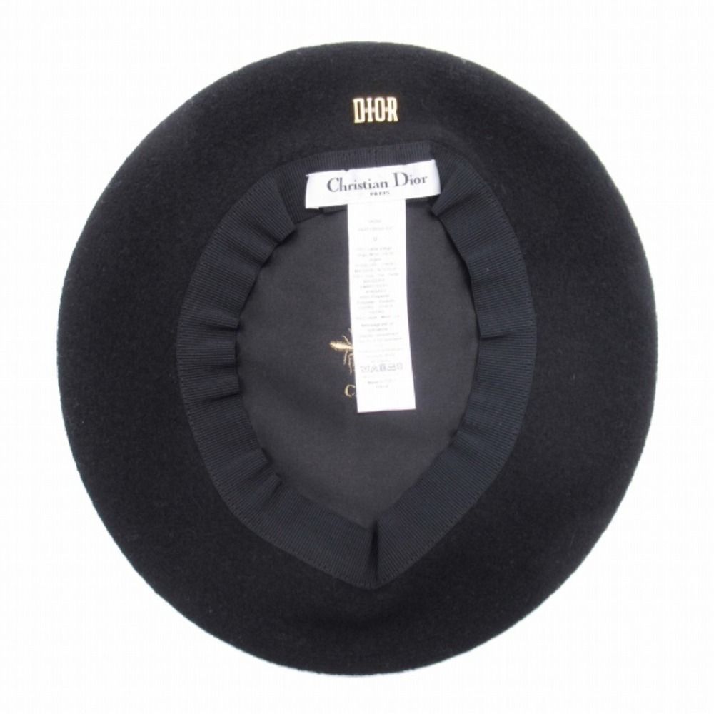 Dior Beret Hat Virgin Wool Felt Gradient Color Cap Hat Black Gray Loafer
