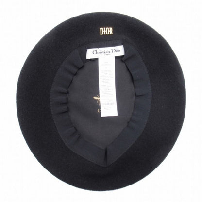 Dior Beret Hat Virgin Wool Felt Gradient Color Cap Hat Black Gray Loafer