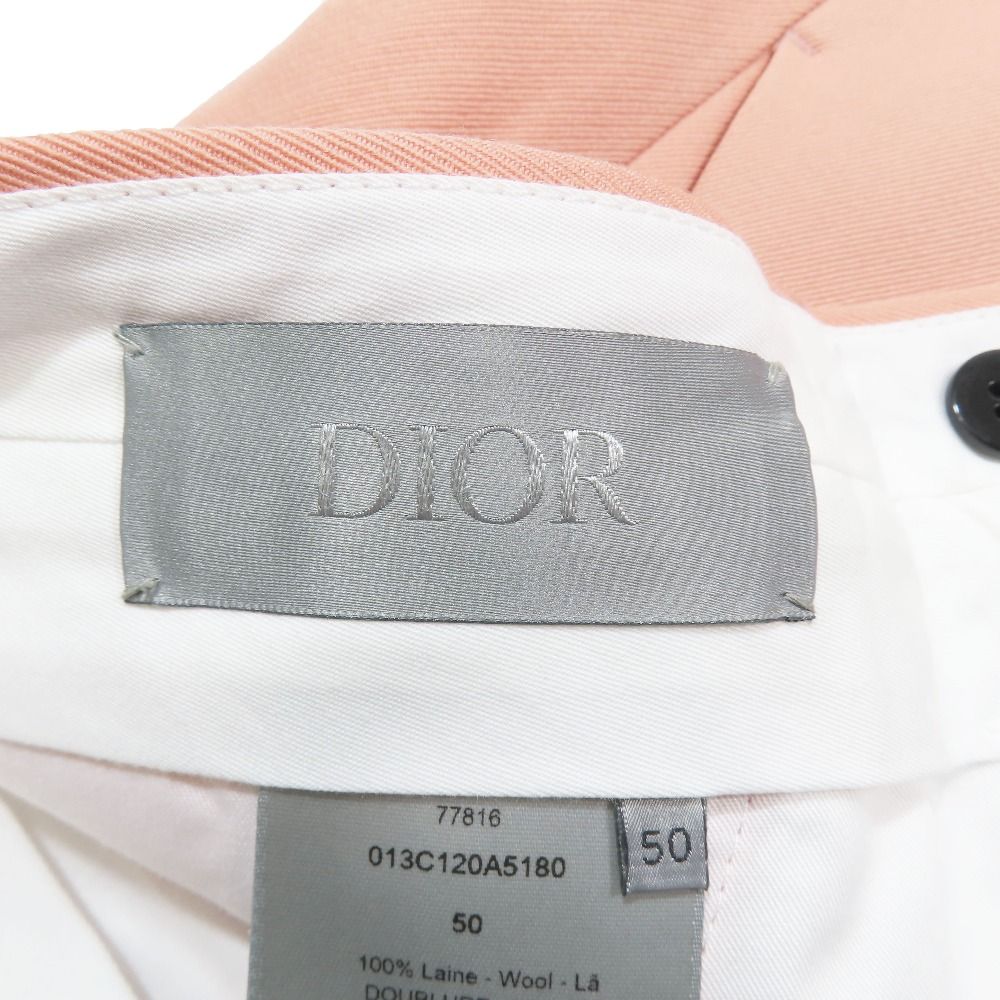 Dior Trousers Tapered Pants Pleated Zip Fly Salmon Pink 50