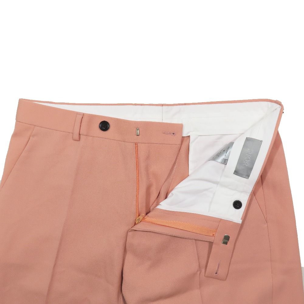 Dior Trousers Tapered Pants Pleated Zip Fly Salmon Pink 50