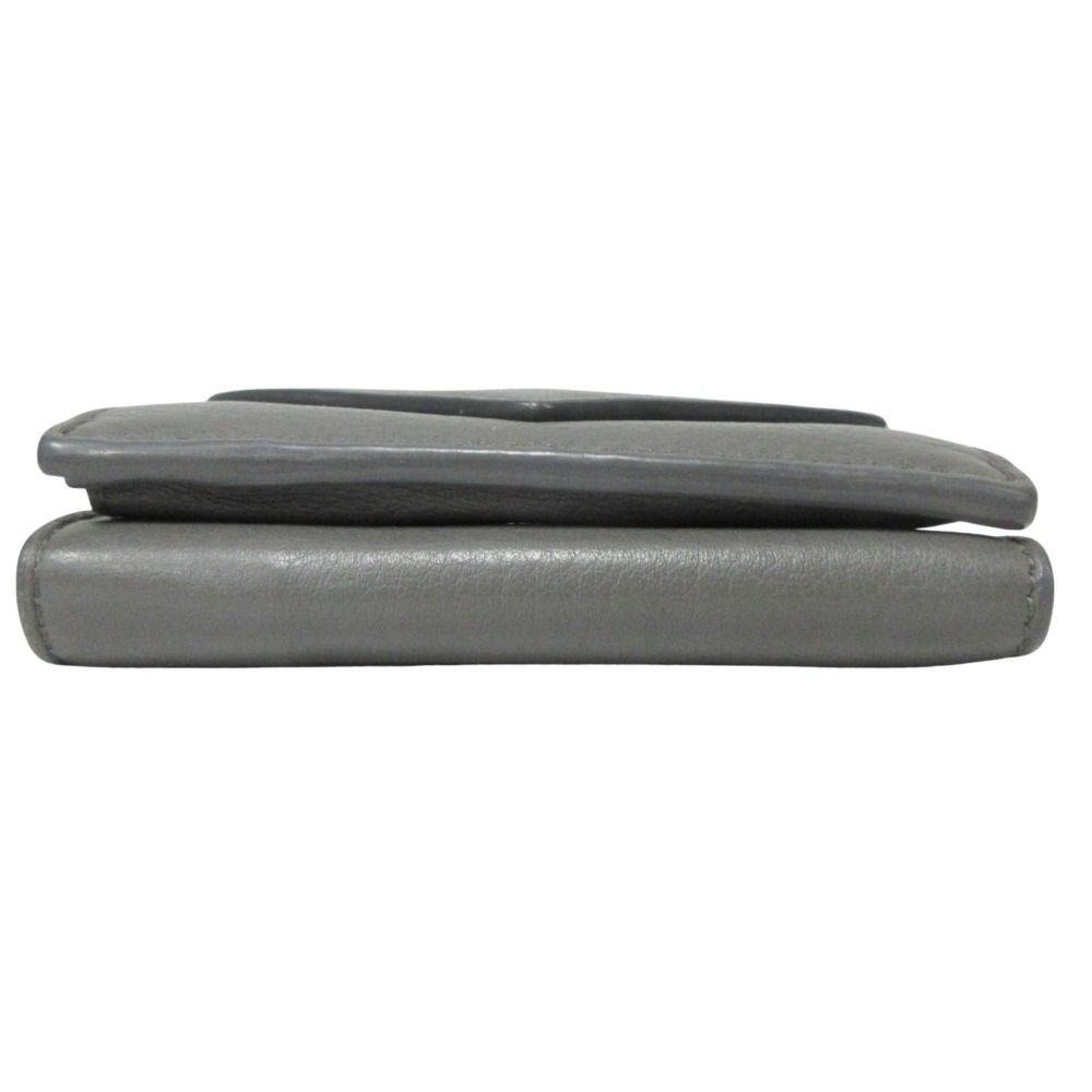 Balenciaga Paper Mini Wallet Case Trifold Leather Logo Print Gray