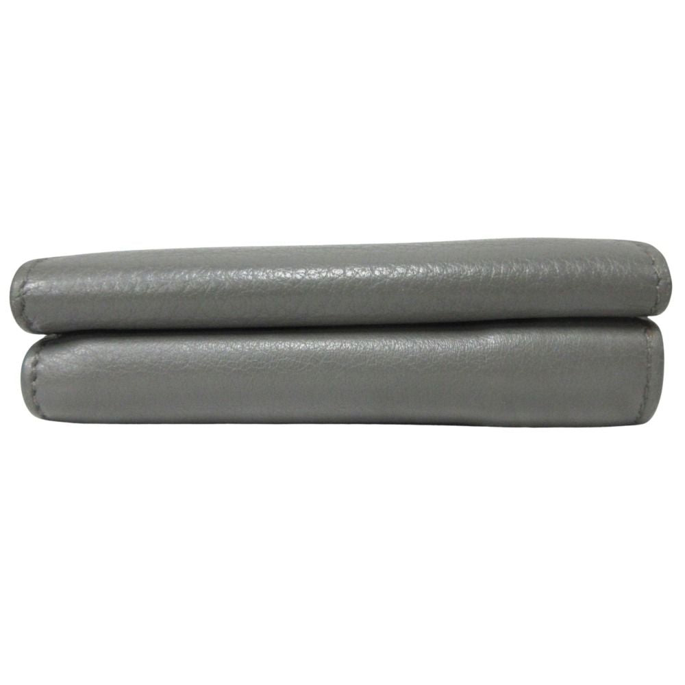 Balenciaga Paper Mini Wallet Case Trifold Leather Logo Print Gray
