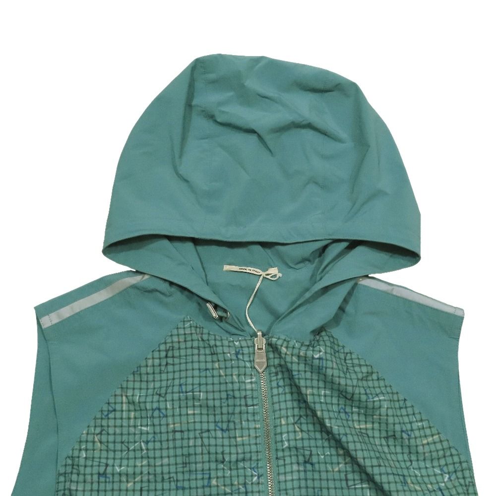 Hermes Logo All Pattern Reversible Zip Up Nylon Vest Sleeveless Jacket Plaid 48