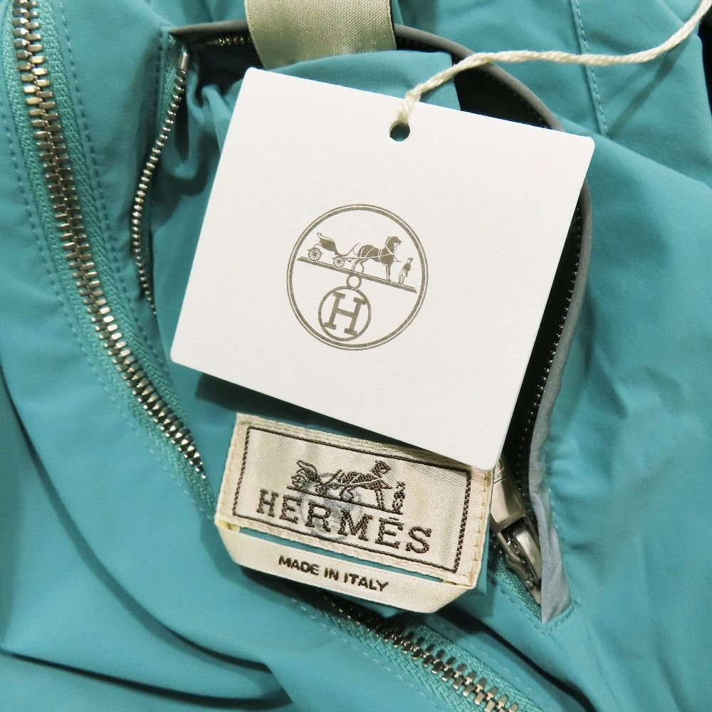Hermes Logo All Pattern Reversible Zip Up Nylon Vest Sleeveless Jacket Plaid 48