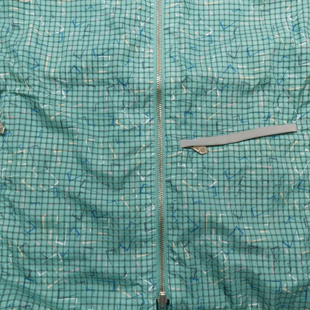 Hermes Logo All Pattern Reversible Zip Up Nylon Vest Sleeveless Jacket Plaid 48
